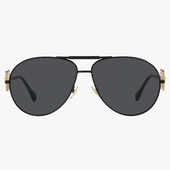Versace Unisex Aviator Sunglasses black matte Frame, Brown/Black Len… - Picture 3 of 5